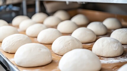 Artisan Bread Dough Balls Ready for Baking: A Close-Up View of Perfectly Formed Dough, Ready to Transform into Delicious Bread