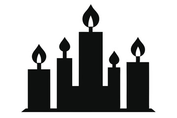 burning candle on black background