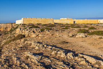 Fortaleza de Sagres dominating the rocky coastline of Vila do Bispo, Portugal