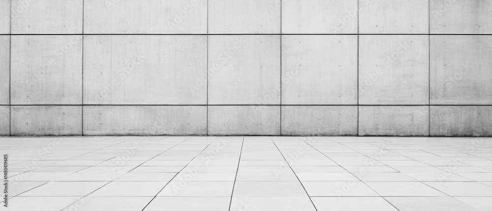 Aufkleber minimalist concrete wall and tile floor in monochrome modern architecture background for design and 