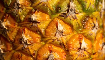 Fototapeta premium Tropical fruit harvesting pineapple farm field close-up photography vibrant colors macro view nature's bounty