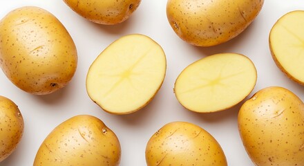 Fresh Yellow Potatoes Overhead View Food Photography for Recipe Blogs and Cookbooks