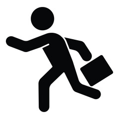 Busy lifestyle running person with suitcase icon vector illustration symbol of stress hurry work travel motion business urgency.