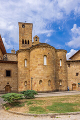 Fototapeta premium San Salvador Monastery in Leyre, showing its impressive Romanesque architecture in Yesa, Navarre, Spain