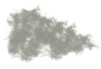 Isolated gray smoke cloud on a white background for compositing and special effects in digital art