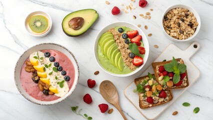 Healthy Breakfast Bowl Recipes Flatlay of Delicious & Nutritious Morning Meals