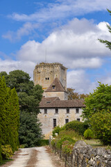 Ancient castle of curton rising above the trees in daignac, france