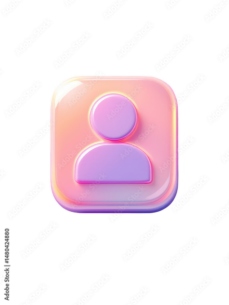 Aufkleber modern glossy pink purple user icon profile avatar square button digital interface design element 3d