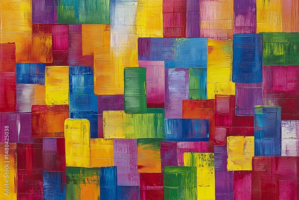 Poster abstract color block painting with texture