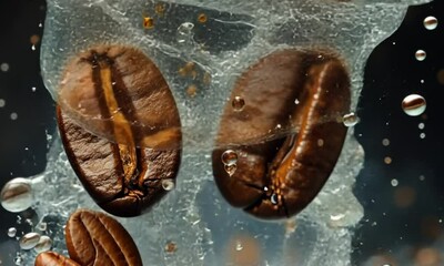 Coffee Beans Splashing in Water: A Macro Photography Masterpiece