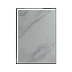 a slim silver metallic frame with a polished, sleek finish and clean edges. Subtle lighting enhances its modern appeal. Transparent background.