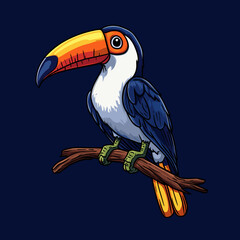 Colorful toucan illustration on a dark background