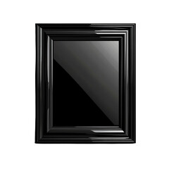 a borderless black frame with a floating effect and a high-gloss finish. Subtle reflections. Transparent background.