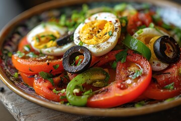 Mechouia Salad on Ceramic Plate with Mediterranean Charm