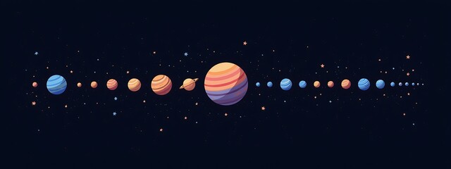 Fototapeta premium Celestial Alignment, Vibrant, cosmic chart on dark backdrop