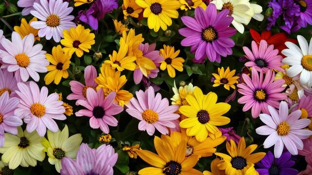 colorful osteospermum flowers blooming with vibrant hues in garden during the spring season