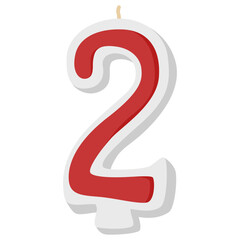 Naklejka premium Red birthday candle shaped as number two
