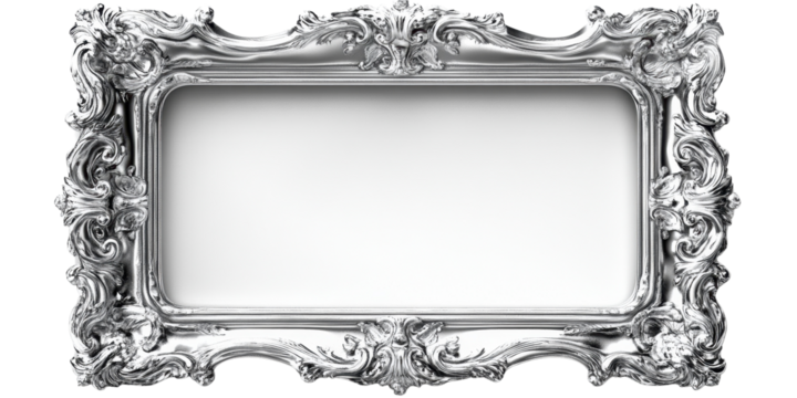 Silver Frame Isolated on white transparent background  - Powered by Adobe