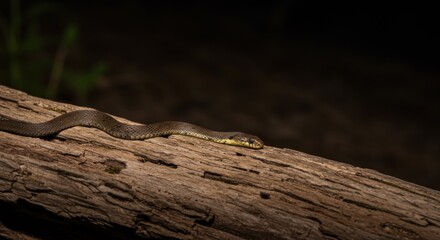 Fototapeta premium Snake on a Log - Photo