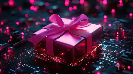 Gift box on a circuit board
