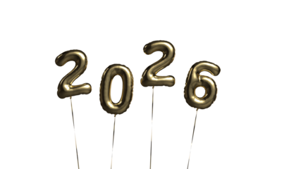 2026 balloon text number change 2025 year december january new year celebration holiday event calendar winter season party event 2026 golden balloon text number happy new year 2025 santa claus text