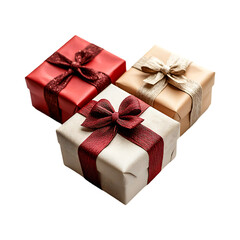 Obraz premium Festive wrapped gift box for birthday or celebration isolated on a transparent background.