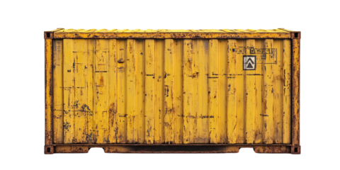 Yellow Metal Container Isolated on white transparent background