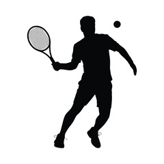 Male Tennis Player Vector Silhouette Sport Athlete Icon