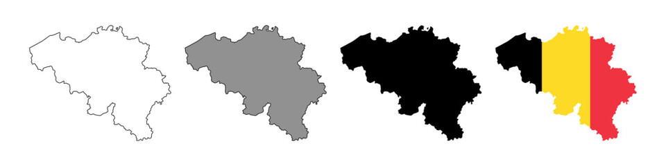 Obraz premium Belgium map icons set. Belgium country on a white background. Vector