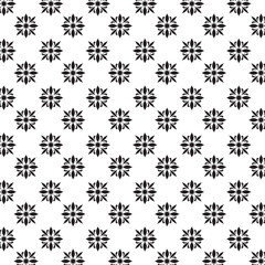Seamless Black And White Floral Pattern | Geometric Elements | Hand Drawn Doodle Flowers Background | Monochrome abstract floral background | Vector simple flat graphic illustration