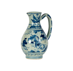 antique vase isolated on white  Lot - A Chinese blue and white jug