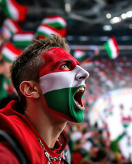 Fierce Hungarian Fan at Ice Hockey World Championship