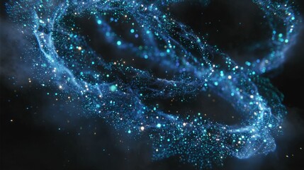 Cosmic dust swirls into DNA helix amid bioluminescence, unraveling life's enigmatic origins
