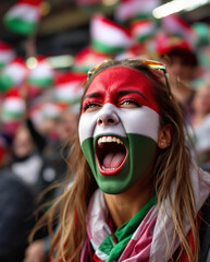 Roar of a Hungarian Lioness, fierce Hungarian Fan at Ice Hockey World Championship