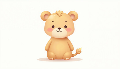 Obraz premium Cute Bear Cub in a Playful Mood Sitting Against a Minimalist Background