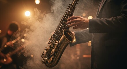 Jazz Saxophone Player in Smoke - Photo