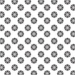 Seamless Black And White Floral Pattern | Geometric Elements | Hand Drawn Doodle Flowers Background | Monochrome abstract floral background | Vector simple flat graphic illustration