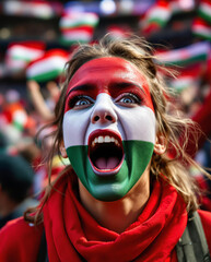 Roar of a Hungarian Lioness, fierce Hungarian Fan at Ice Hockey World Championship
