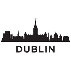 Fototapeta premium Vector Dublin skyline. Travel Dublin famous landmarks. Business and tourism concept for presentation, banner, web site. Vector black silhouette. with white background