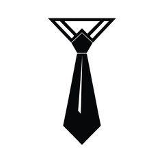 Necktie With Tie Clip In Black Silhouette Vector