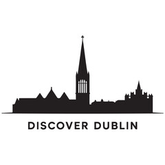 Fototapeta premium Vector Dublin skyline. Travel Dublin famous landmarks. Business and tourism concept for presentation, banner, web site. Vector black silhouette. with white background