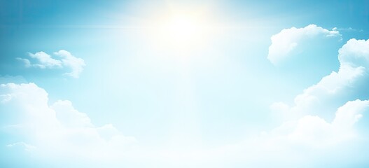Light blue sky with fluffy white clouds