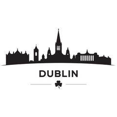 Fototapeta premium Vector Dublin skyline. Travel Dublin famous landmarks. Business and tourism concept for presentation, banner, web site. Vector black silhouette. with white background