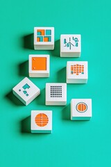 Colorful Wooden Blocks with Abstract Designs