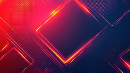 Abstract background with glowing neon lines and geometric shapes in red and blue tones, creating a modern and dynamic design, ideal for technology or futuristic themes.