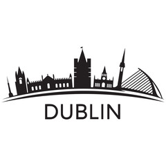 Fototapeta premium Vector Dublin skyline. Travel Dublin famous landmarks. Business and tourism concept for presentation, banner, web site. Vector black silhouette. with white background
