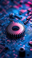 Fototapeta premium Gear on circuit board (3)