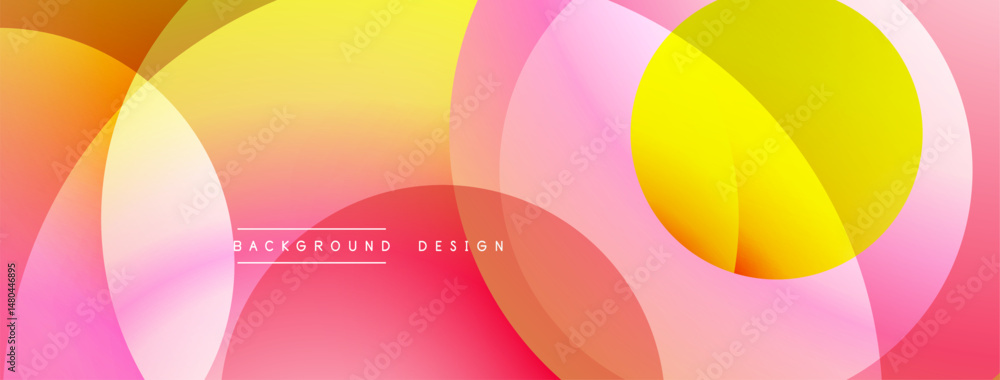 Poster Abstract colorful circles overlap. Gradient shades create vibrant visual effect. Modern design element for backgrounds, banners.