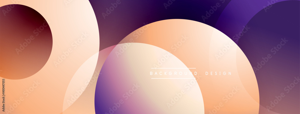 Leinwandbilder abstract gradients, rounded shapes overlap. peach, purple hues dominate design. modern, dynamic visu