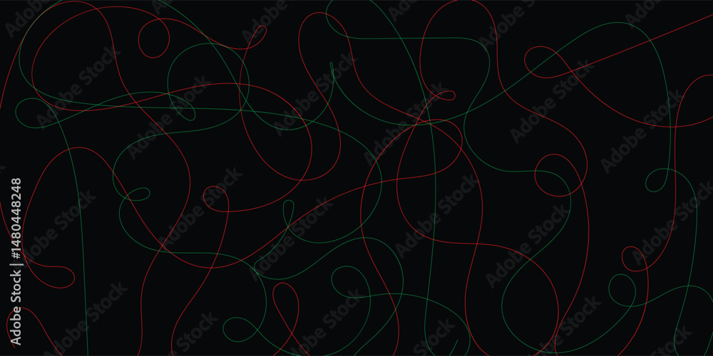 Poster abstract design with interwoven red and teal lines on black background a captivating abstract patter